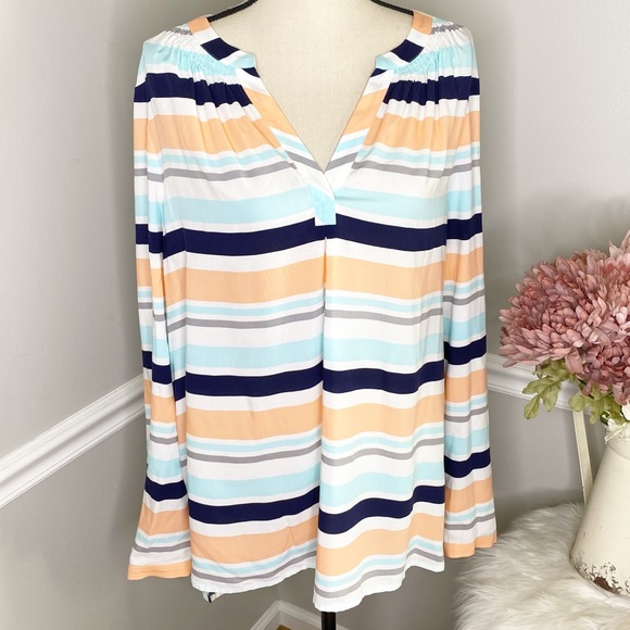 crown & ivy Tops - NWOT CROWN & IVY Striped Long Sleeve Tunic Blouse